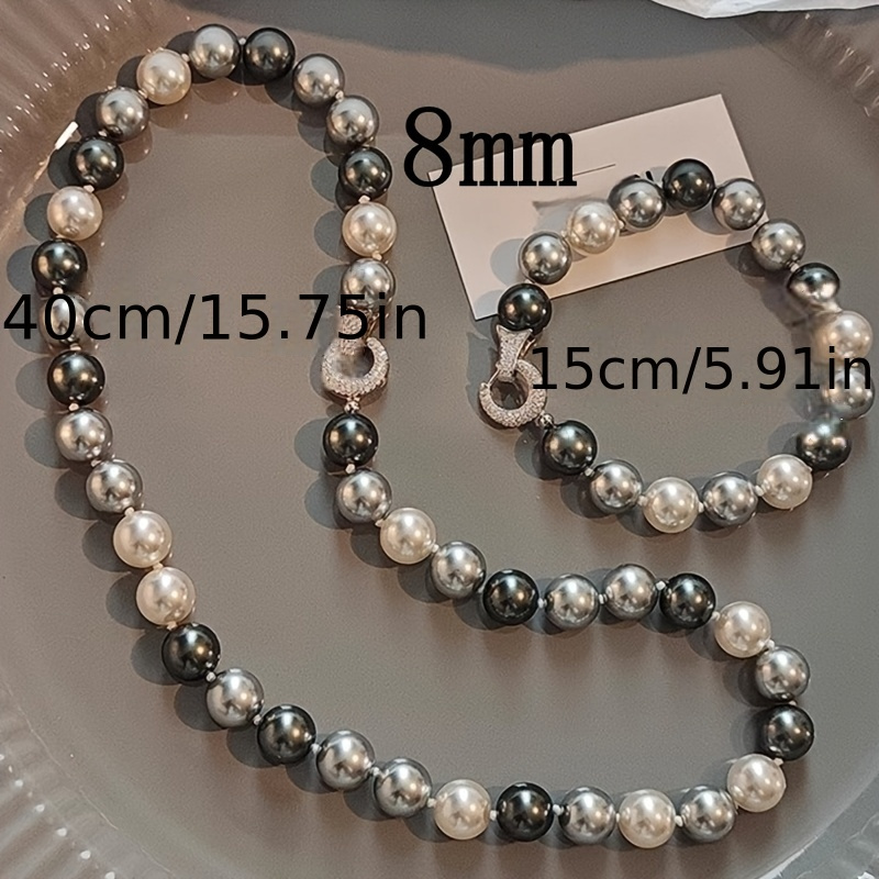 8mm Mixed Retro Bead Necklace and Bracelet Set for Casual Wear or Gift